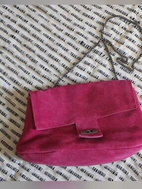 Free People Raspberry Suede Slouchy Shoulder Bag